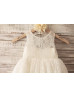 Ivory Lace Keyhole Back Country Maxi Flower Girl Dress